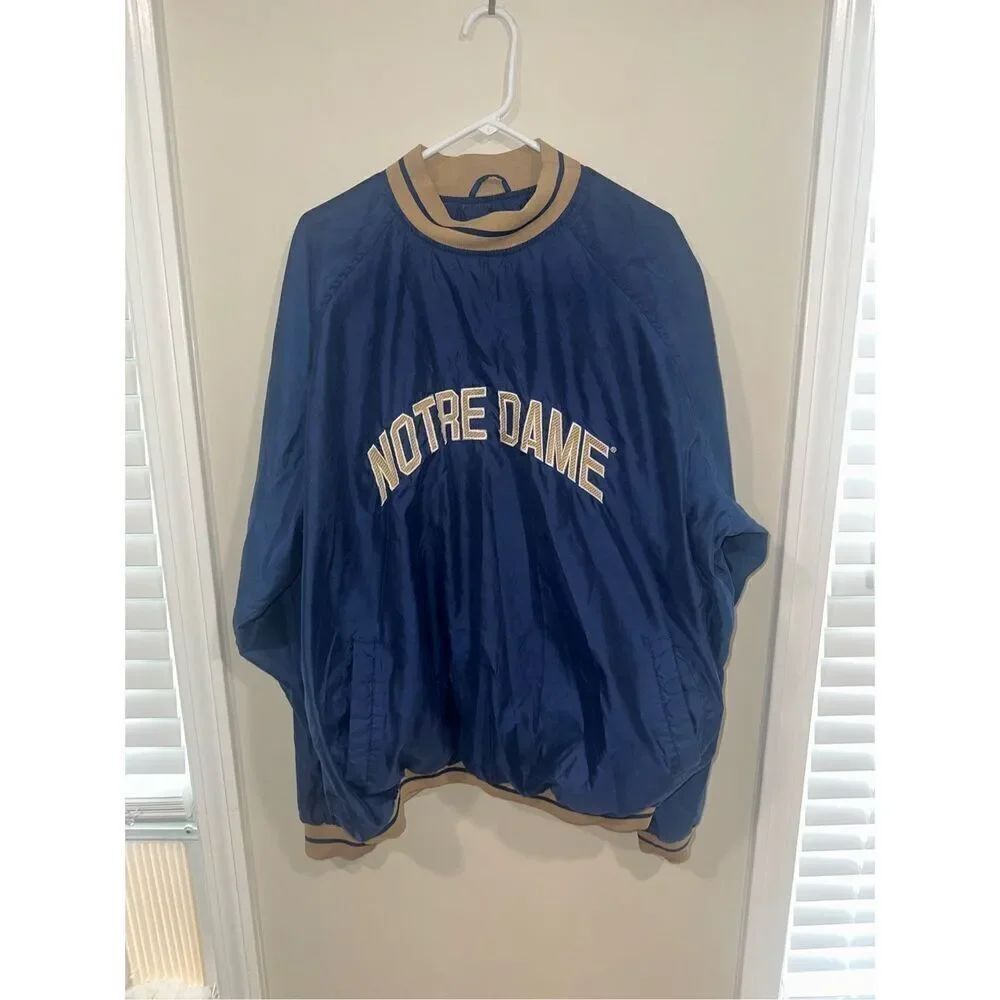 Vintage Notre Dame Football Jacket Pullover Windbreaker Men’s XXL Reebok 90s